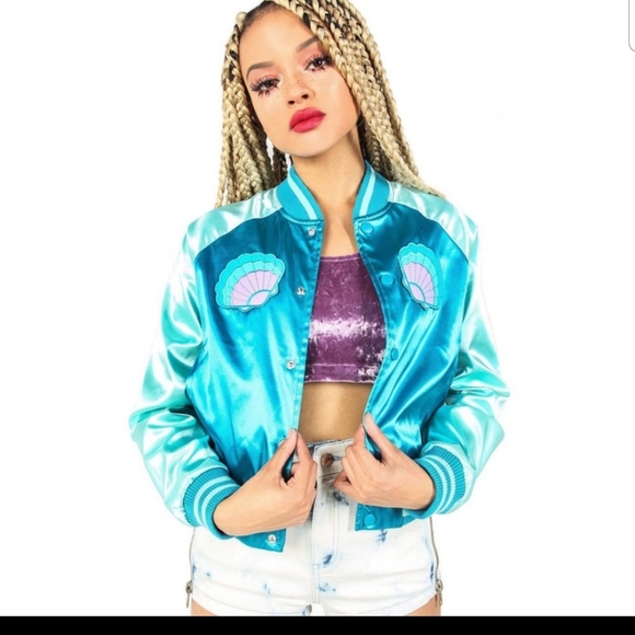 IRON FIST MERMAID FOR LIFE BOMBER JACKET NEW! - Picture 3 of 4